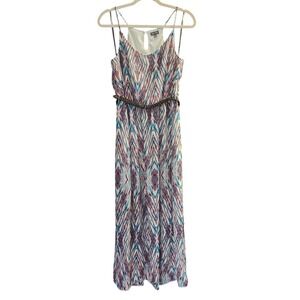 Lily Rose Women's Maxi Dress Blue Red Geometric Halter XL